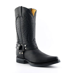 Grinders - Galveston Black Leather Cowboy / Western Style Boots