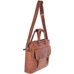 Vintage Tan Large Leather Laptop Bag