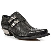 NEW ROCK - M-7934-S2 Men's Leather Steel Embossed Ankle Boots