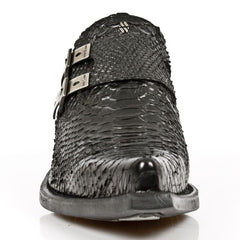 NEW ROCK -  M-7934-S2 Men's Leather Steel Embossed Ankle Boots