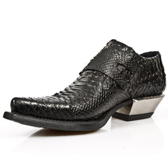 NEW ROCK -  M-7934-S2 Men's Leather Steel Embossed Ankle Boots
