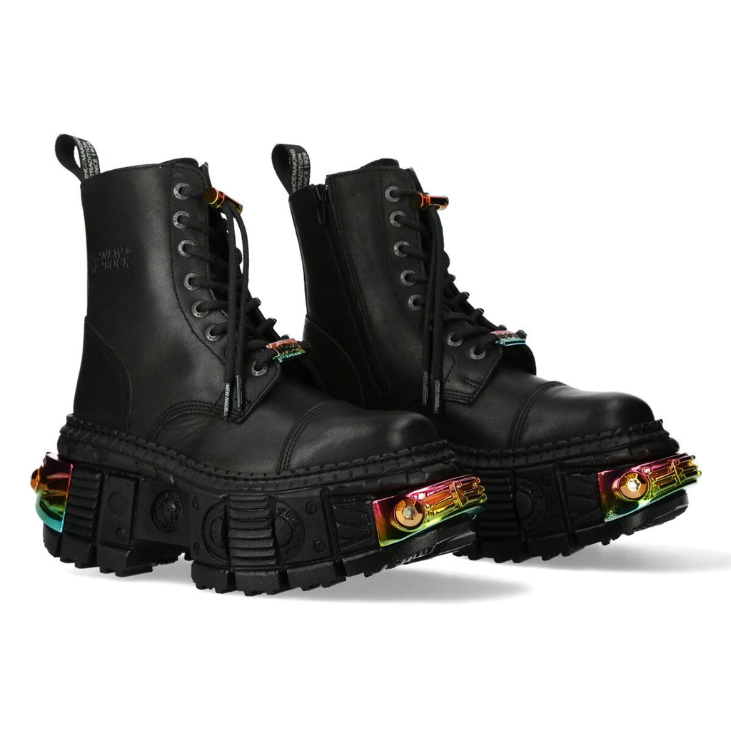NEW ROCK -  WALL83CCT-S8 Rainbow Metallic Chunky Platform Boots