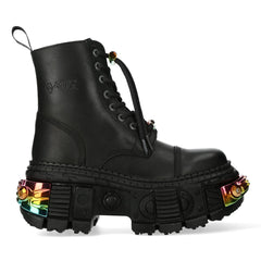 NEW ROCK - WALL83CCT-S8 Rainbow Metallic Chunky Platform Boots