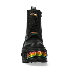 NEW ROCK - WALL83CCT-S8 Rainbow Metallic Chunky Platform Boots