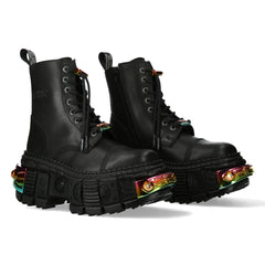 NEW ROCK - WALL83CCT-S8 Rainbow Metallic Chunky Platform Boots