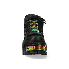NEW ROCK - WALL106-S23 Rainbow Metallic Chunky Platform Boots