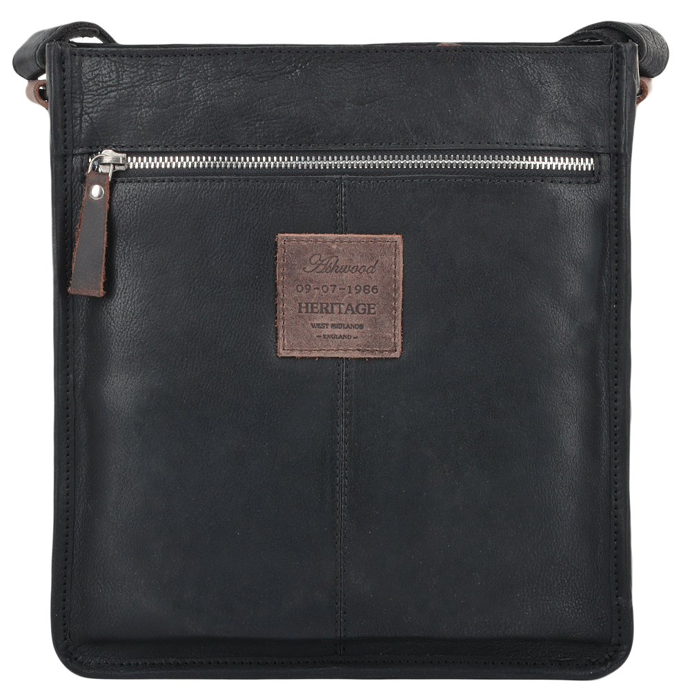 Black and Brown Medium Leather Messenger Bag