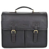 Men's Tumble Brown Leather Triple Gusset Briefcase with Shoulder Strap
