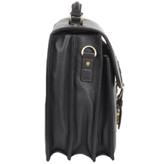 Men's Tumble Brown Leather Triple Gusset Briefcase with Shoulder Strap