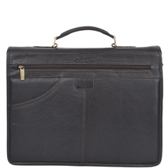 Men's Tumble Brown Leather Triple Gusset Briefcase with Shoulder Strap