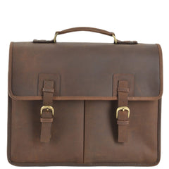 Men's Mud Leather Triple Gusset Briefcase with Shoulder Strap