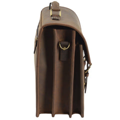 Men's Mud Leather Triple Gusset Briefcase with Shoulder Strap