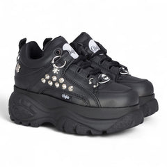 Buffalo - Womens Vegan Leather Black Studded Chunky Platform Trainers - 1339-14-Punk