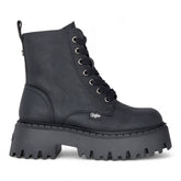 Buffalo - Womens Vegan Leather Black Winter Lace Up Up Combat Hiker Boots - Aspen