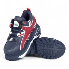 Buffalo - Womens Vegan Leather Blue & Red Chunky Platform Trainers - 1339-14