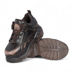 Buffalo - Womens Vegan Leather Vintage Brown Studded Chunky Platform Trainers - 1339-14-VNTG