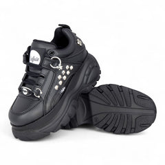 Buffalo - Womens Vegan Leather Black Studded Chunky Platform Trainers - 1339-14-Punk
