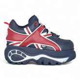 Buffalo - Womens Vegan Leather Blue & Red Chunky Platform Trainers - 1339-14