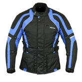 Men's Plus Size Blue Waterproof Motorbike Jacket With CE Armour