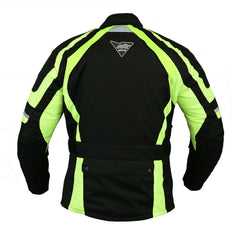 Men's Hi Vis Waterproof Cordura Motorbike Jacket With CE Armour