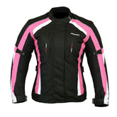 Ladies Pink Cordura Waterproof Biker Jacket With CE Armour