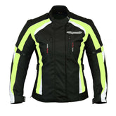 Ladies Hi Vis Cordura Waterproof Biker Jacket With CE Armour