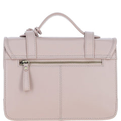 Womens Beige Leather Classic Vintage Satchel Style Bag & Detachable Shoulder Strap