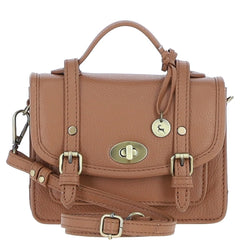 Womens Small Butterscotch Tan Leather Classic Vintage Satchel Style Handbag & Detachable Shoulder Strap