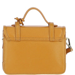 Womens Small Mustard Yellow Leather Classic Vintage Satchel Style Handbag & Detachable Shoulder Strap