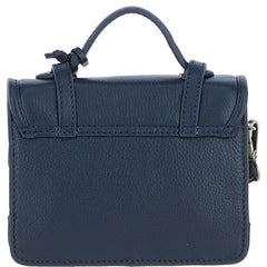 Womens Small Navy Leather Classic Vintage Satchel Style Handbag & Detachable Shoulder Strap