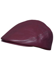 Men's Burgundy Leather Flat Cap