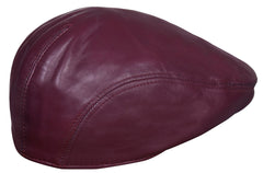 Men's Burgundy Leather Flat Cap
