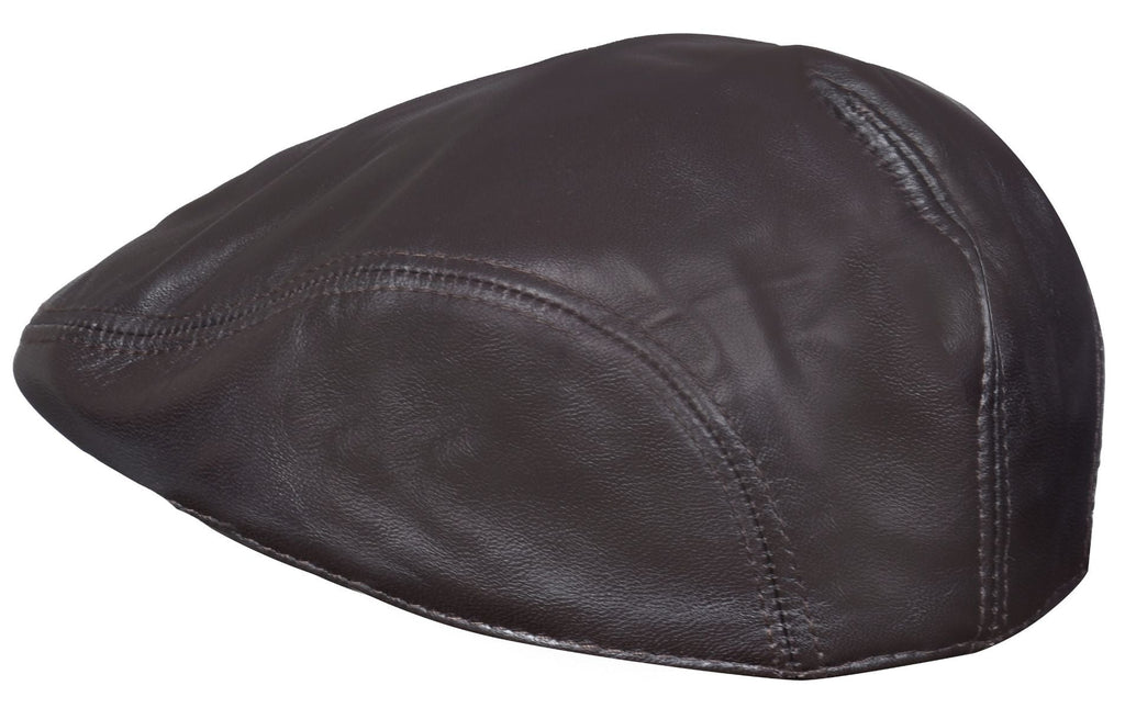 Men's Brown Leather Flat Cap