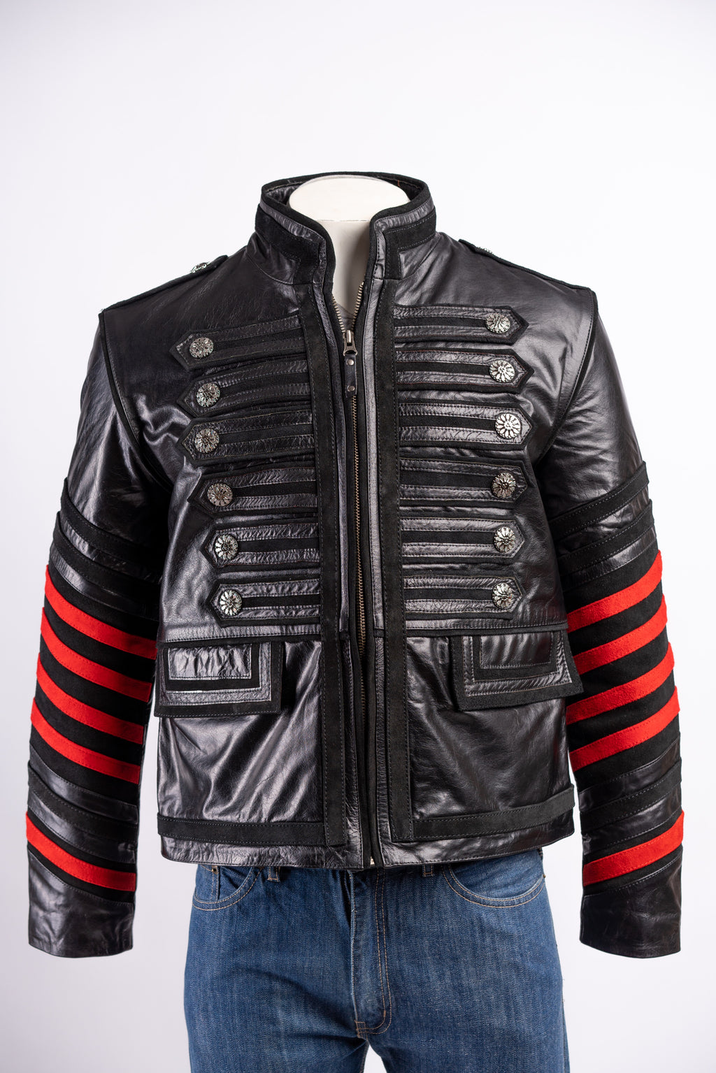 Men's Gothic Military Jacket With Suede Paneling: Gerard