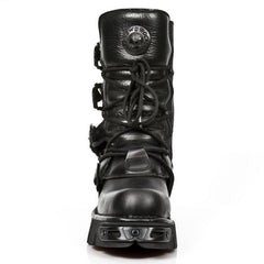 NEW ROCK - M-391-S18 Black Mid Calf Lace Up Boots
