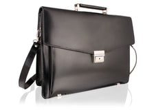 Lombard 15.0" Satchel Briefcase Landscape, Flap Over With Central Zip Adjustable Shoulder Strap