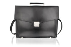 Lombard 15.0" Satchel Briefcase Landscape, Flap Over With Central Zip Adjustable Shoulder Strap