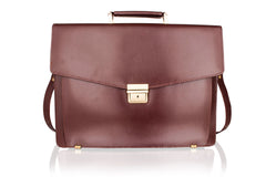 Lombard 15.0" Satchel Briefcase Landscape, Flap Over With Central Zip Adjustable Shoulder Strap