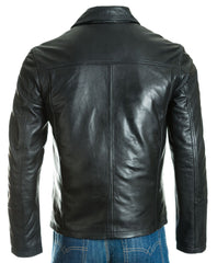 Men's Slim Fit Collared Leather Jacket: Pepe