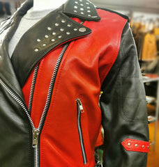 Ladies Two Tone Studded Gothic Punk Jacket: Rihanna