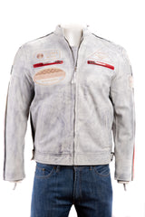 Men's Nappa Racing Biker Style Leather Jacket: Paolo