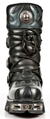 NEW ROCK - M-591-S2 Silver Flame Lace Up Boots
