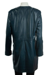 Ladies 3/4 Mid Length Collarless Leather Coat: Vittoria