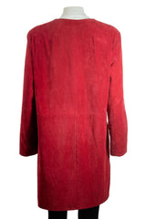 Ladies 3/4 Mid Length Collarless Suede Coat: Vittoria