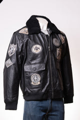 Men's Black Top Gun Style Cow Hide Aviator A2 Style Jacket: Jeremy