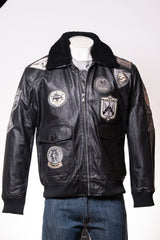 Men's Black Top Gun Style Cow Hide Aviator A2 Style Jacket: Jeremy