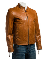 Men's Micro-Perforated Short Zipped Leather Jacket: Sabino