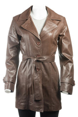 Ladies Brown Mackintosh Style Leather Coat: Susanna