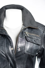Ladies Belted Biker Style Leather Jacket: Celia