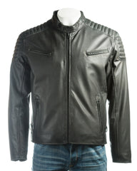 Men's Vegan Leather / Faux Leather Soft Matte Racer Style Jacket: Emilio VEGAN
